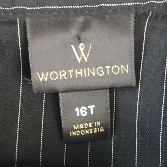 Worthington Women's 16T Button Up Dress Shirt Stripe Black Career Long Sleeves - Picture 10 of 10